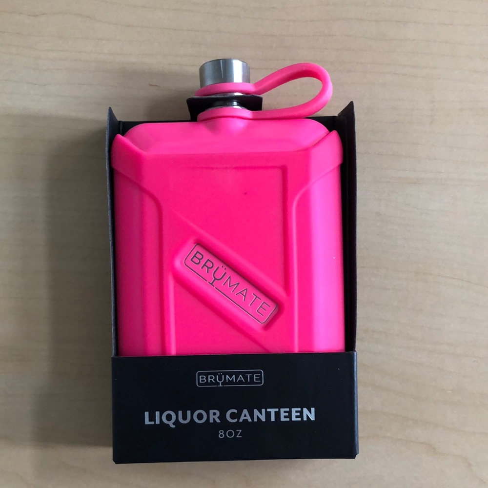 Brumate Hot Pink Geometric Liquor Flask with Matte Finish, 8 oz
